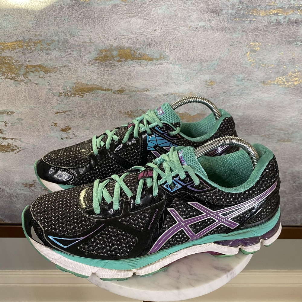 ASICS GT-2000 Shoes Womens Size 9 Black Teal Running Athletic Sneakers T550N